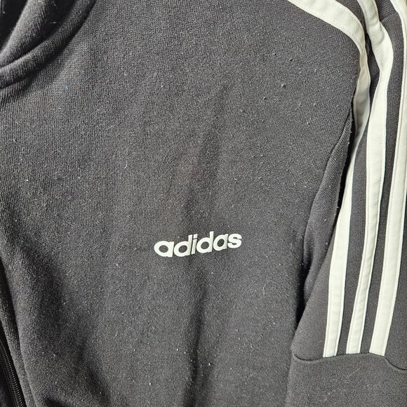 Adidas Black & White Hooded Zip-Up Sweatshirt XL - Picture 2 of 4